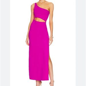 Revolve Susana Monaco One Shoulder Midi Dress Magenta M